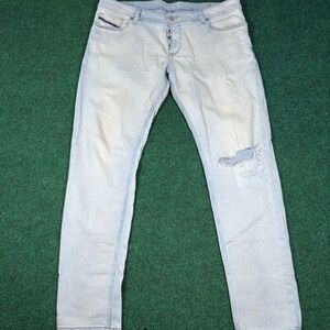 Diesel Skinny Jeans Men W34 L32 Wash Sleenker 1978 Slim 0833F Stretch Button Fly